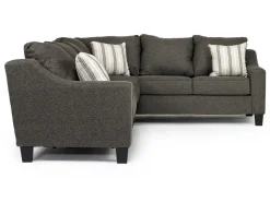 Lucy Tux Queen Sleeper Sectional W/ Mattress In Splash Charcoal, Left Facing