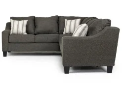 Lucy Tux Queen Sleeper Sectional W/ Mattress In Splash Charcoal, Left Facing