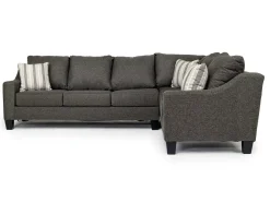 Lucy Tux Queen Sleeper Sectional W/ Mattress In Splash Charcoal, Left Facing
