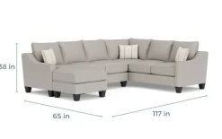 Lucy Tux Sofa Chaise Sectional In Splash Linen, Right Facing