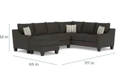 Lucy Tux Sofa Chaise Sectional In Splash Linen, Right Facing