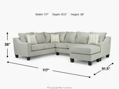 Lucy Tux Sofa Chaise Sectional In Splash Linen, Right Facing