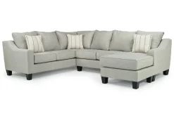 Lucy Tux Sofa Chaise Sectional In Splash Linen, Right Facing