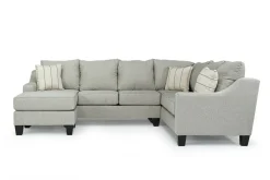 Lucy Tux Sofa Chaise Sectional In Splash Linen, Right Facing