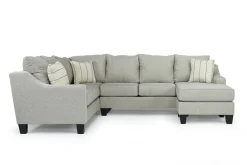 Lucy Tux Sofa Chaise Sectional In Splash Linen, Right Facing