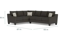 Lucy Tux Sofa Sectional In Splash Charcoal, Right Facing