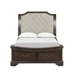 Lyndhurst Sleigh Bed W/ Storage, Dresser, Mirror & Nightstand In Vintage White, Queen
