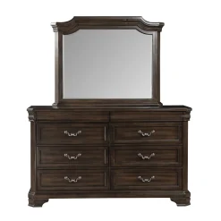 Lyndhurst Sleigh Bed W/ Storage, Dresser, Mirror & Nightstand In Vintage White, Queen