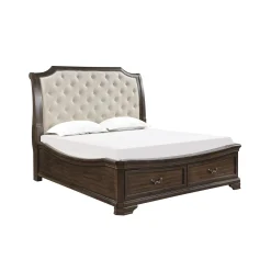 Lyndhurst Sleigh Bed W/ Storage In Vintage White, Queen