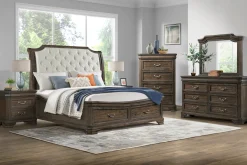 Lyndhurst Sleigh Bed W/ Storage In Vintage White, Queen