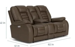 Malibu 3 Power Console Loveseat W/ Wireless Charger In Chocolate Leather