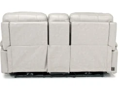 Malibu 3 Power Console Loveseat W/ Wireless Charger In Chocolate Leather