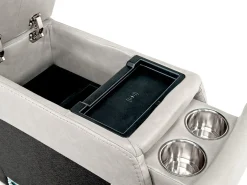 Malibu 3 Power Console Loveseat W/ Wireless Charger In Chocolate Leather