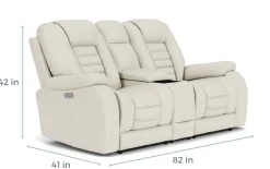 Malibu 3 Power Console Loveseat W/ Wireless Charger In Chocolate Leather