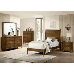 Malibu Panel Bed In Walnut, Twin