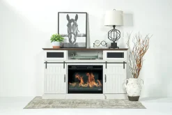 Manning Bluetooth Console W/ Fireplace Insert In White, 68 Inch