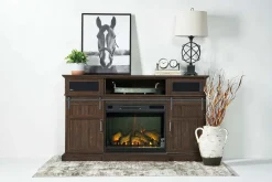 Manning Bluetooth Console W/ Fireplace Insert In White, 68 Inch