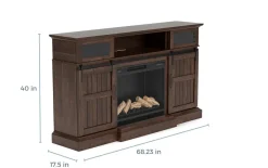 Manning Bluetooth Console W/ Fireplace Insert In White, 68 Inch