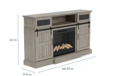 Manning Bluetooth Console W/ Fireplace Insert In White, 68 Inch