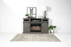 Manning Bluetooth Console W/ Fireplace Insert In White, 68 Inch