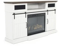 Manning Bluetooth Console W/ Fireplace Insert In White, 68 Inch