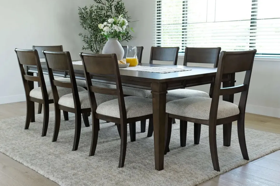 Mariana Dining Table & 8 Chairs In Vintage Mocha
