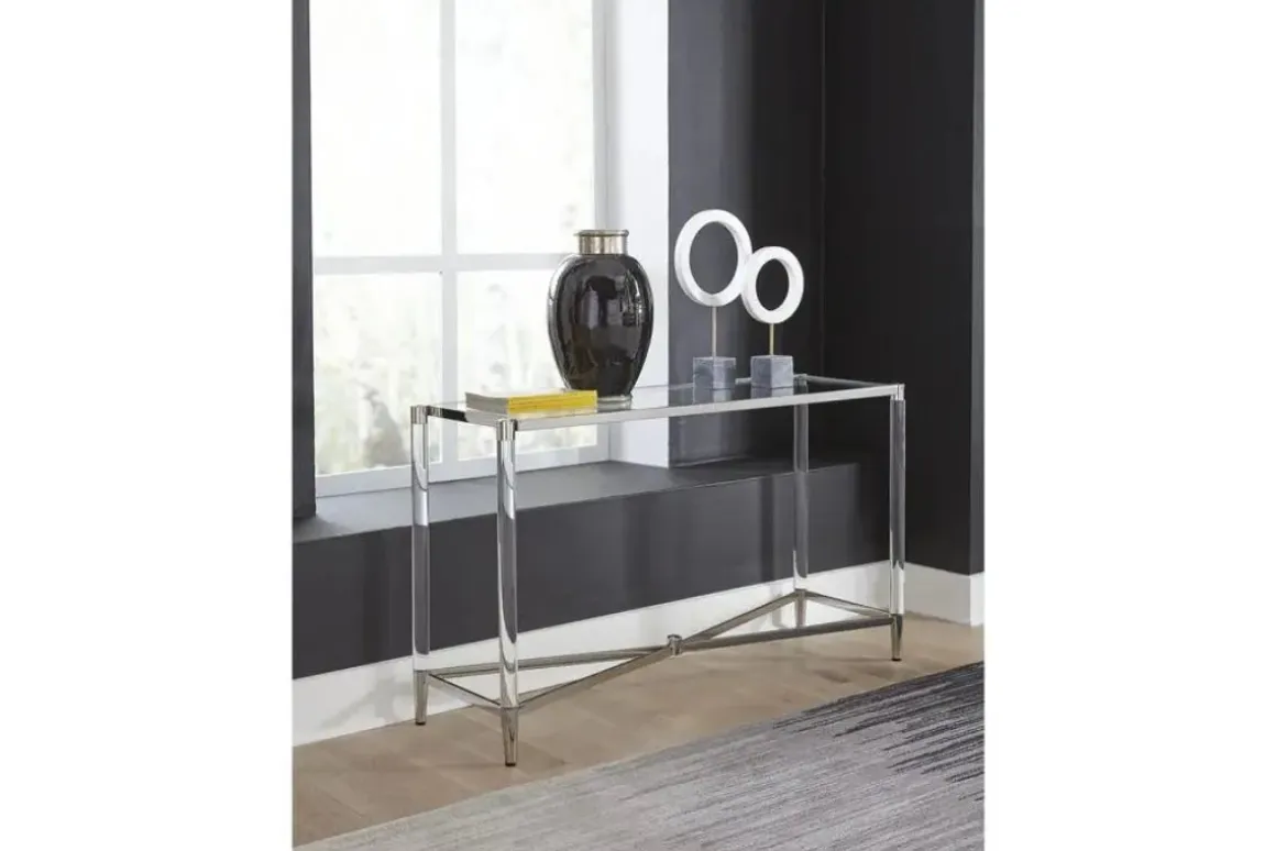 Marilyn Sofa Table In Glass/Acrylic/Polished Stainless Steel