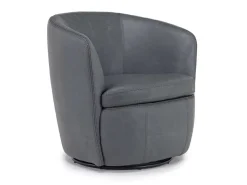Market Swivel Club Chair In Noce Taupe Leather