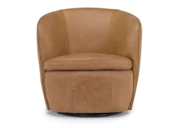 Market Swivel Club Chair In Noce Taupe Leather