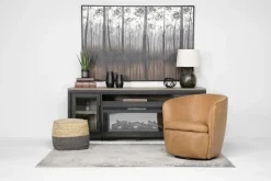 Market Swivel Club Chair In Noce Taupe Leather