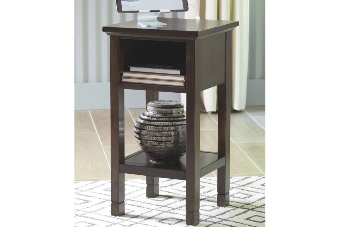 Marnville Accent Table W/ Usb Charger In Espresso