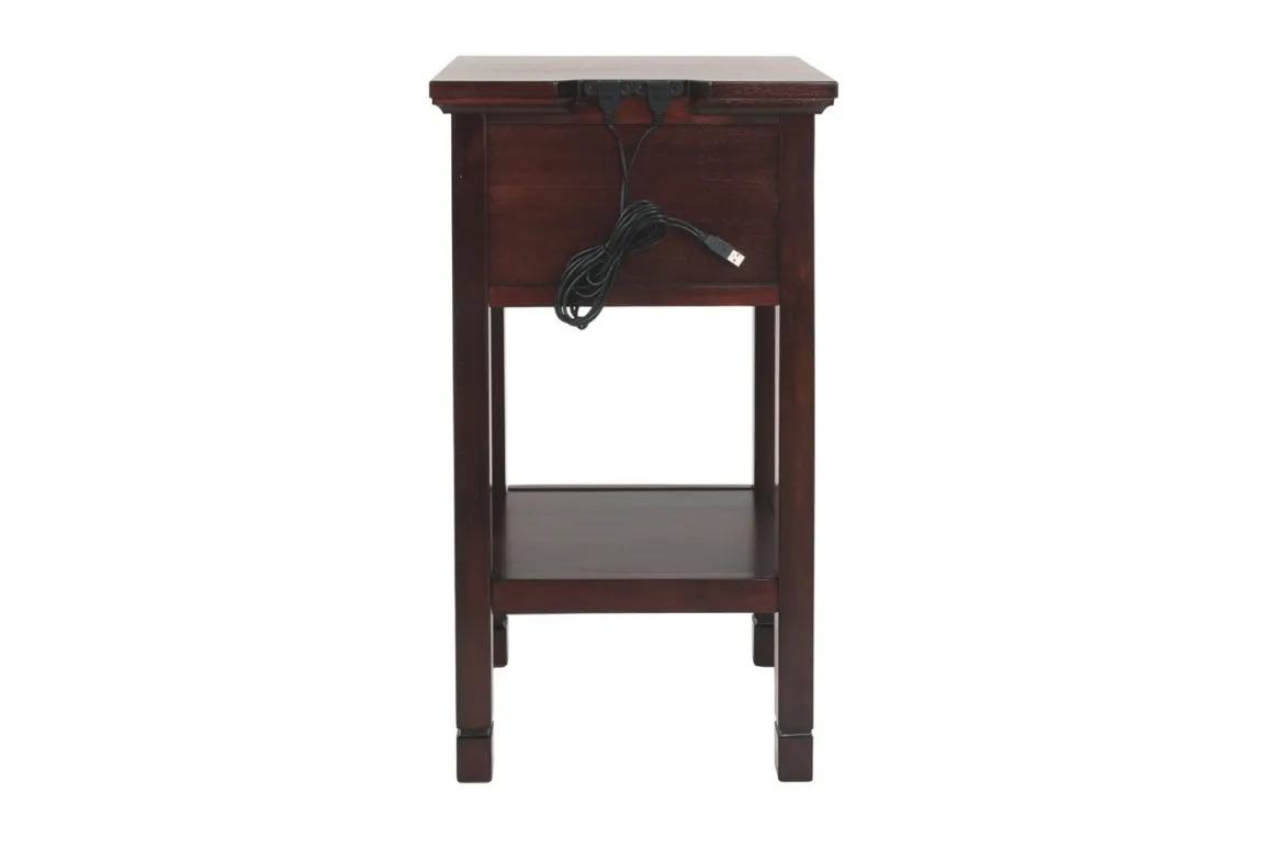 Marnville Accent Table W/ Usb Charger In Espresso