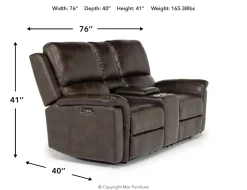 Martina 2 Power Loveseat In Dark Brown