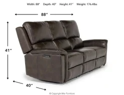 Martina 2 Power Sofa In Dark Brown