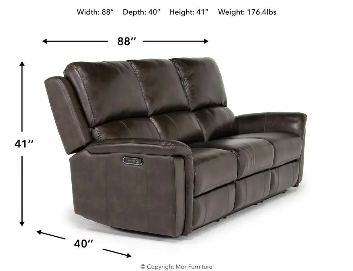 Martina 2 Power Sofa In Dark Brown