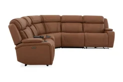 Max 6 Piece 2 Power Sectional In Aline Timber Leather