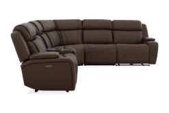 Max 6 Piece 2 Power Sectional In Aline Timber Leather