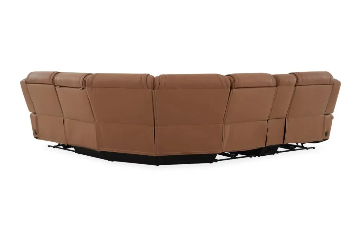 Max 6 Piece 2 Power Sectional In Aline Timber Leather
