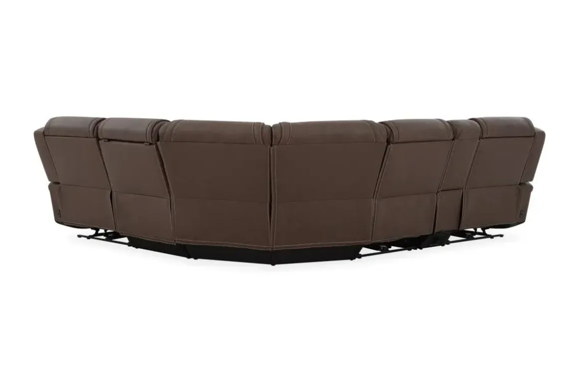 Max 6 Piece 2 Power Sectional In Aline Timber Leather