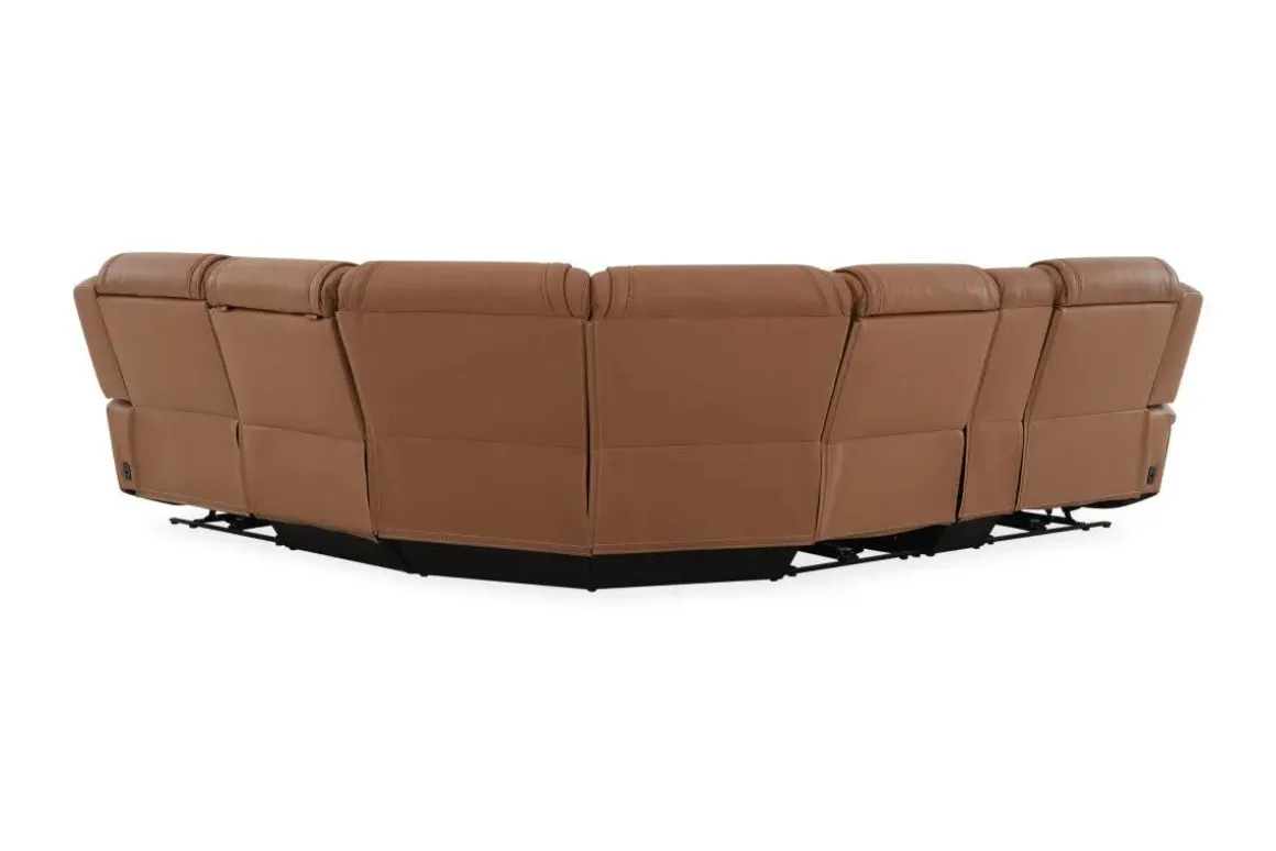 Max 6 Piece 2 Power Sectional In Aline Timber Leather
