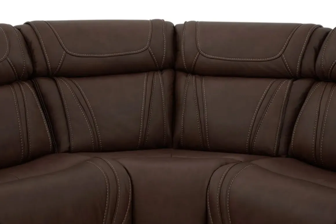 Max 6 Piece 2 Power Sectional In Aline Timber Leather