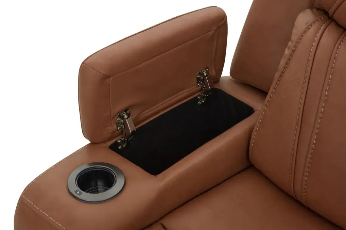 Max 6 Piece 2 Power Sectional In Aline Timber Leather