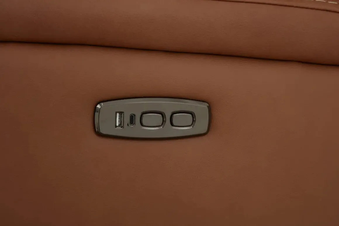 Max 6 Piece 2 Power Sectional In Aline Timber Leather