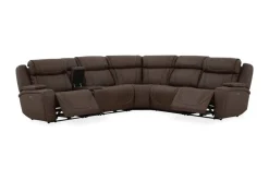 Max 6 Piece 2 Power Sectional In Aline Timber Leather
