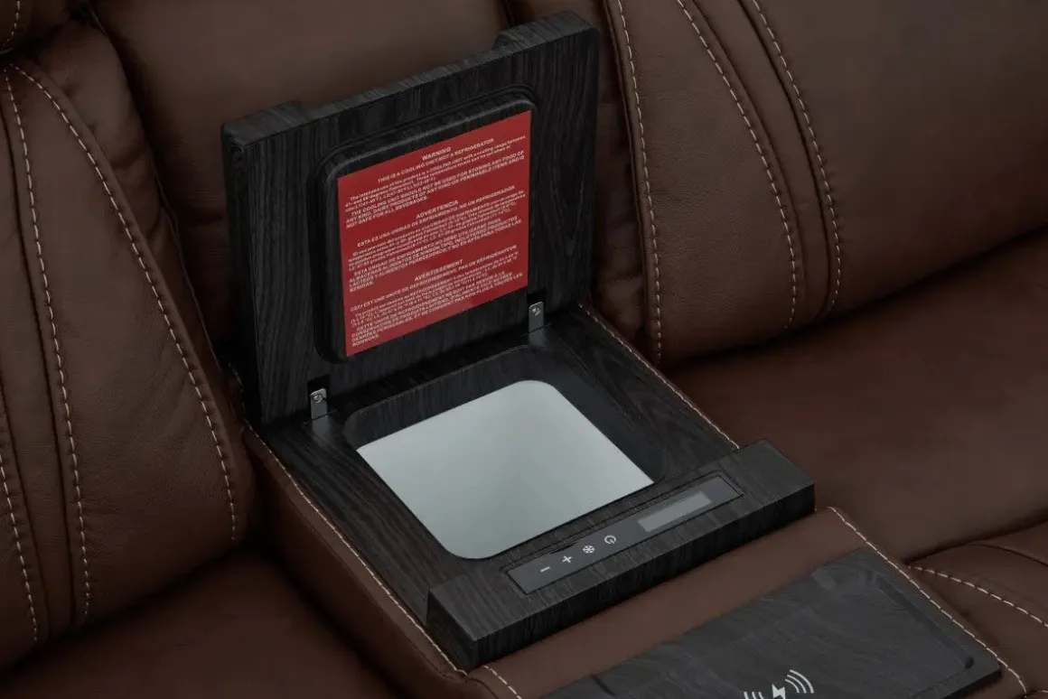 Max 6 Piece 2 Power Sectional In Aline Timber Leather