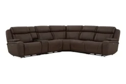 Max 6 Piece 2 Power Sectional In Aline Timber Leather