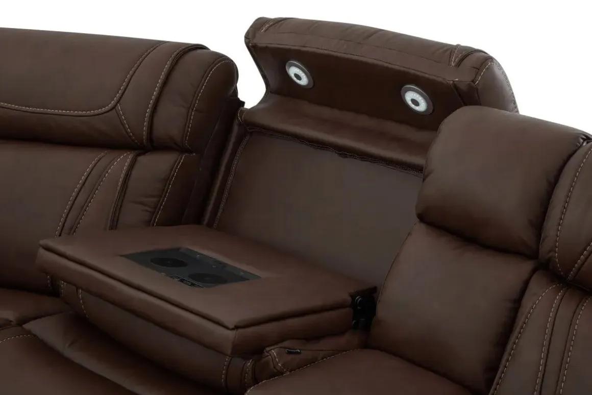 Max 6 Piece 2 Power Sectional In Aline Timber Leather