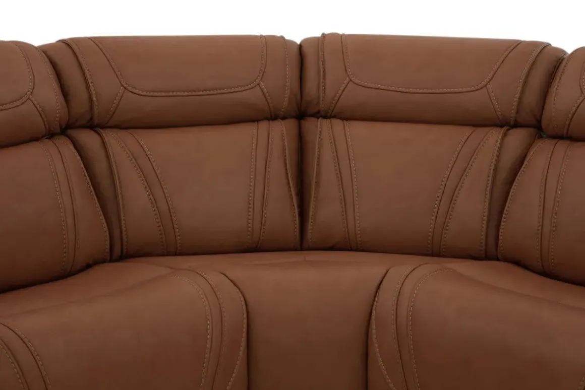 Max 6 Piece 2 Power Sectional In Aline Timber Leather