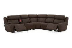 Max 6 Piece 2 Power Sectional In Aline Timber Leather