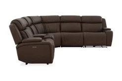 Max 6 Piece 2 Power Sectional W/ 2 Power Armless Recliner In Aline Timber Leather